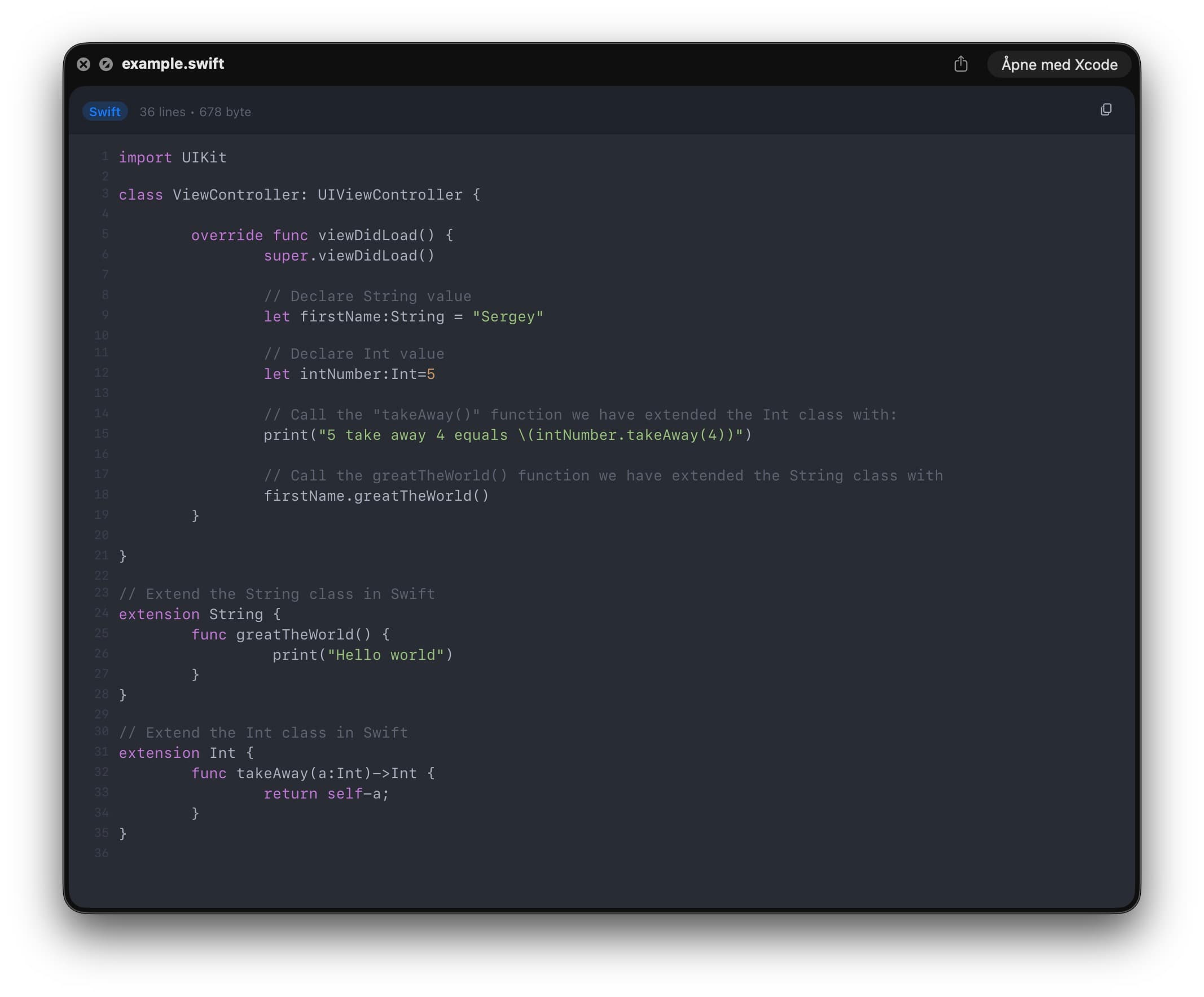 Swift file preview in dotViewer