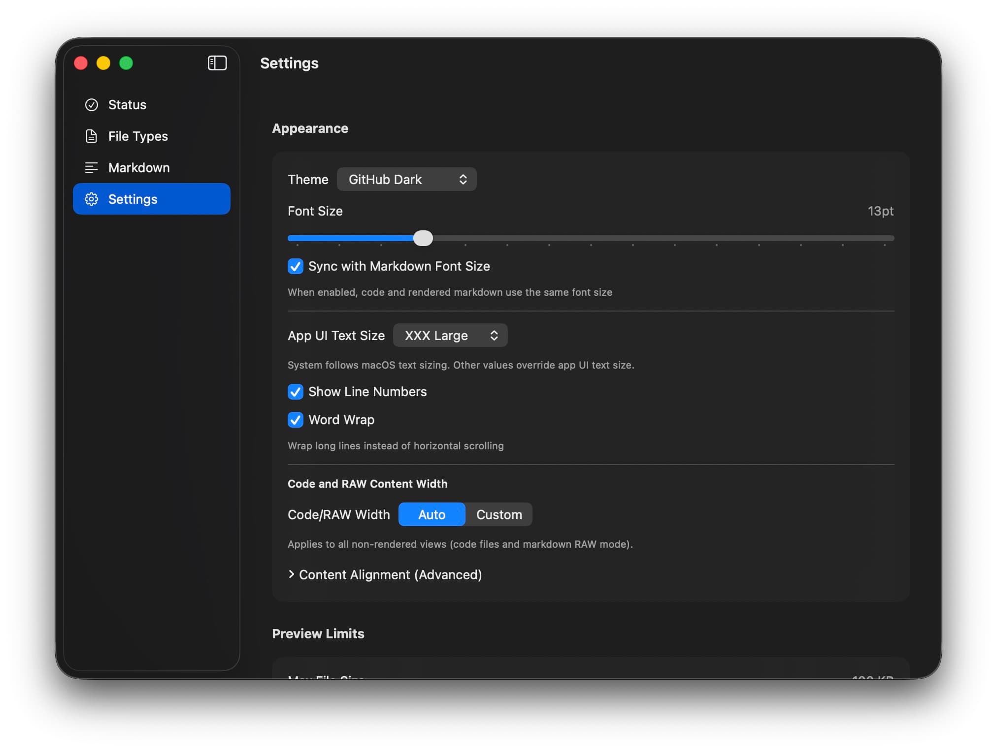 dotViewer appearance and preview layout settings