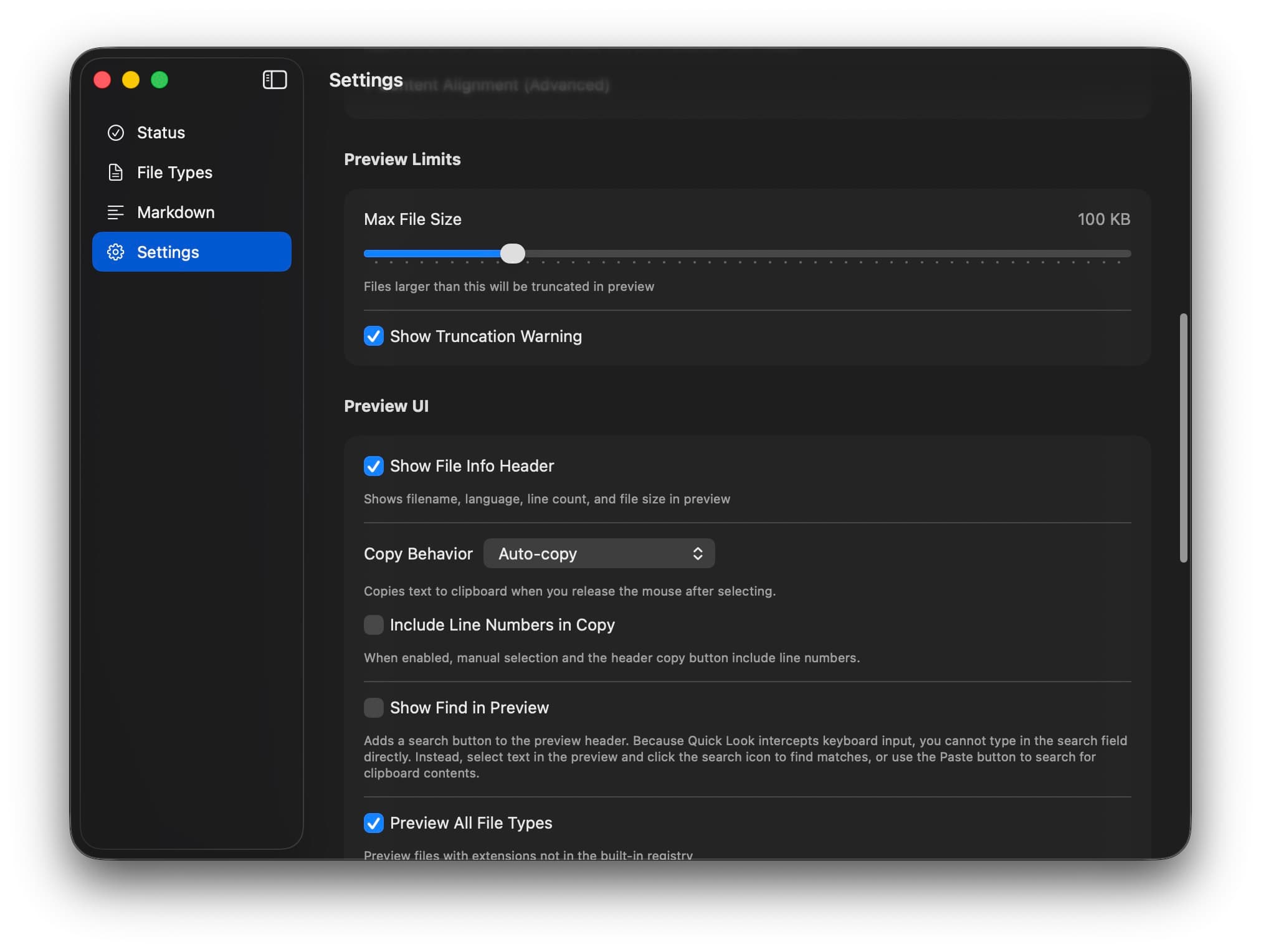 dotViewer copy behavior and preview UI settings